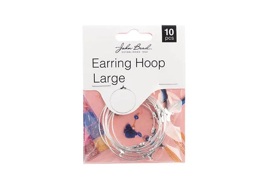 EARRING HOOP LARGE (APX 38MM) SILVER 10PCS