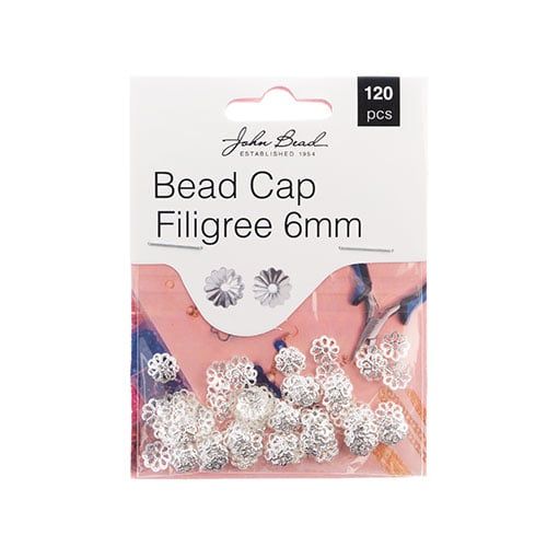 Silver Color Filigree Flower Bead Caps – 6mm – 120 Pieces | The Pink Bead Shop Canada
