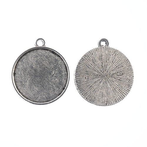 Must Have Findings Round Pendant Frame 22mm Antique Silver 4pcs | The Pink Bead Shop Canada