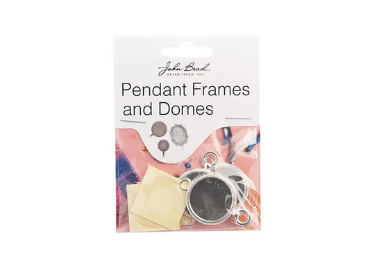 Round Pendant Frame Fob Style Silver 3pcs
