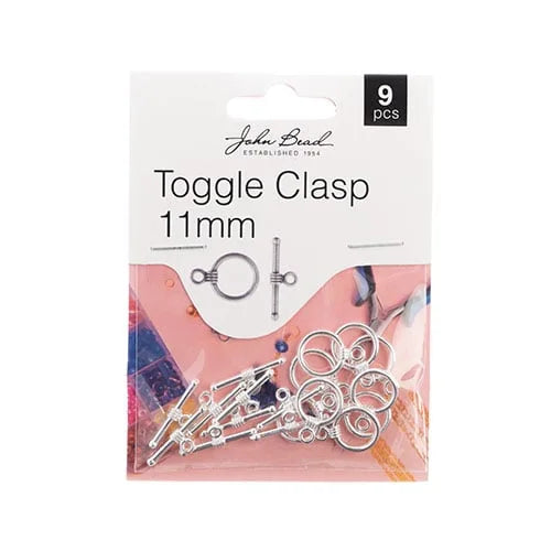 Toggle Clasp 11mm Antique Silver & Silver 9pcs