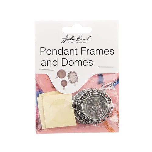 Round Pendant Frame 27mm Antique Silver 3pcs