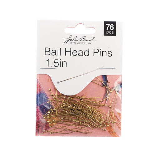 Must Have Findings - Ball Head Pins 1.5in 24ga (0.02) Antique Gold 76pcs