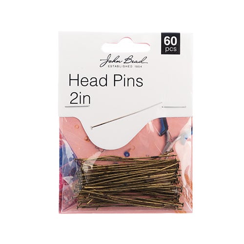 Must Have Findings - Head Pins 2in 20ga (0.032) Antique Gold 60pcs