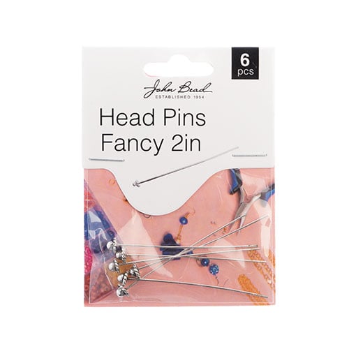 Must Have Findings - Head Pins Fancy 2in Antique Silver 6pcs