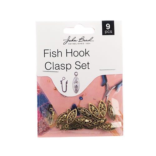Must Have Findings Fish Hook Clasp Set Antique Gold | Approx. 7x20mm | 9pcs | The Pink Bead Shop Canada