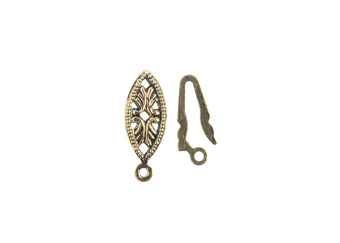 Fish Hook Clasp Set (apx7x20mm) Antique Gold, Gold, & Silver 9pcs