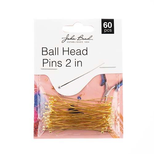 Must Have Findings Ball Head Pins 2” 22 Gauge Gold 60pc | The Pink Bead Shop Canada