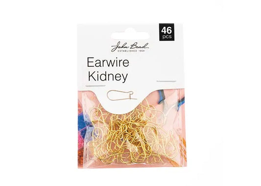 EARWIRE KIDNEY (APX 19X10MM) GOLD 46PCS