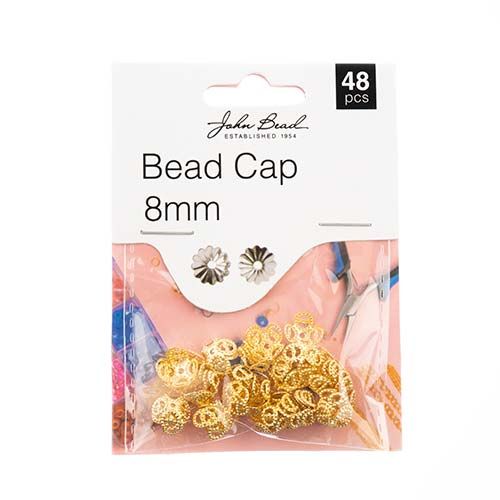 Gold Color Flower Bead Caps – 8mm – 48 Pieces | The Pink Bead Shop Canada