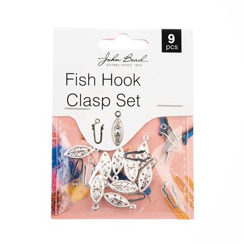 Must Have Findings Fish Hook Clasp Set Silver 6x20mm | 9pcs | The Pink Bead Shop Canada