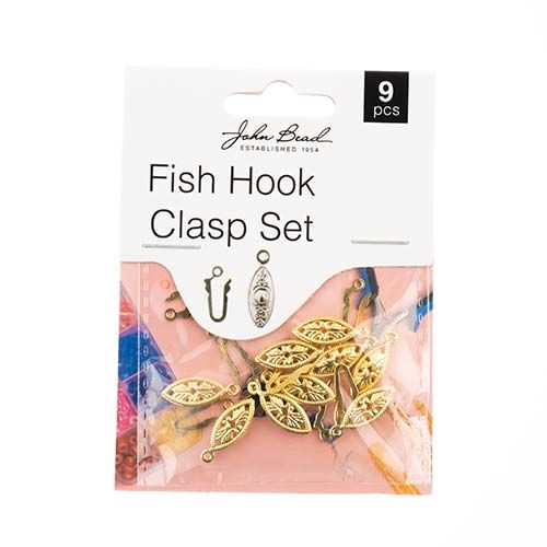 Must Have Findings Fish Hook Clasp Set Gold 6x20mm | 9pcs | The Pink Bead Shop Canada