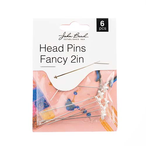 Must Have Findings - Head Pins Fancy 2in Silver 6pcs