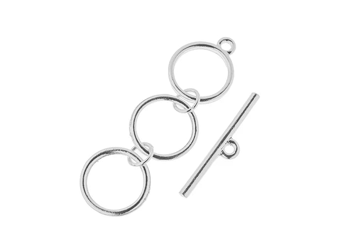 3 Ring Toggle Clasp 12mm Loops Silver 3 sets