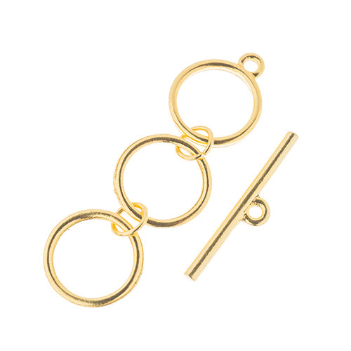 3 Ring Toggle Clasp 12mm – Gold (3 Sets) The Pink Bead Shop