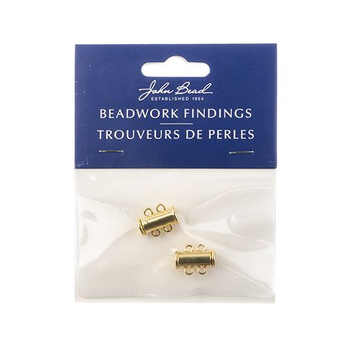 Gold Tube Slide Clasp with 2-Strands 2pc | The Pink Bead Shop Canada