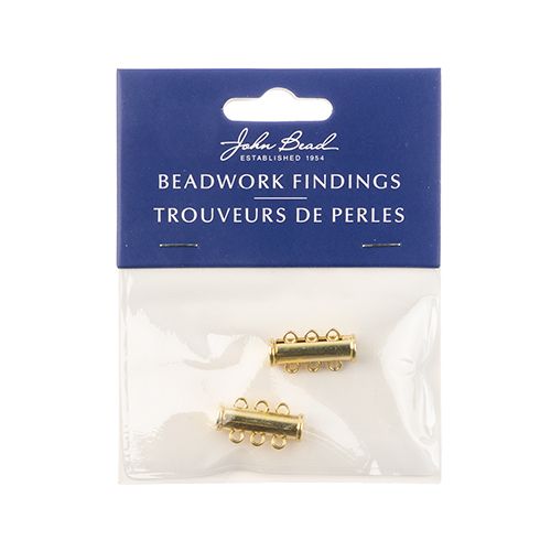 Gold Tube Slide Clasp with 3-Strands 2pc | The Pink Bead Shop Canada