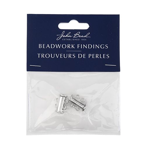 Silver Tube Slide Clasp with 2-Strands 2pc | The Pink Bead Shop Canada