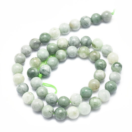 Natural Myanmar Jade/Burmese Jade Beads Strands, Round, 8mm