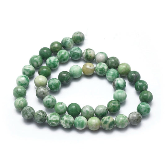 Green Spot Jasper  Round Natural Asst Sizes