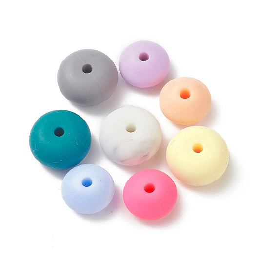 Silicone Beads, Rondelle, Mixed Color