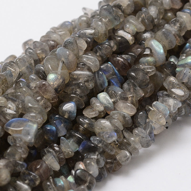 Natural Labradorite Chip Bead Strands, 5~8x5~8mm