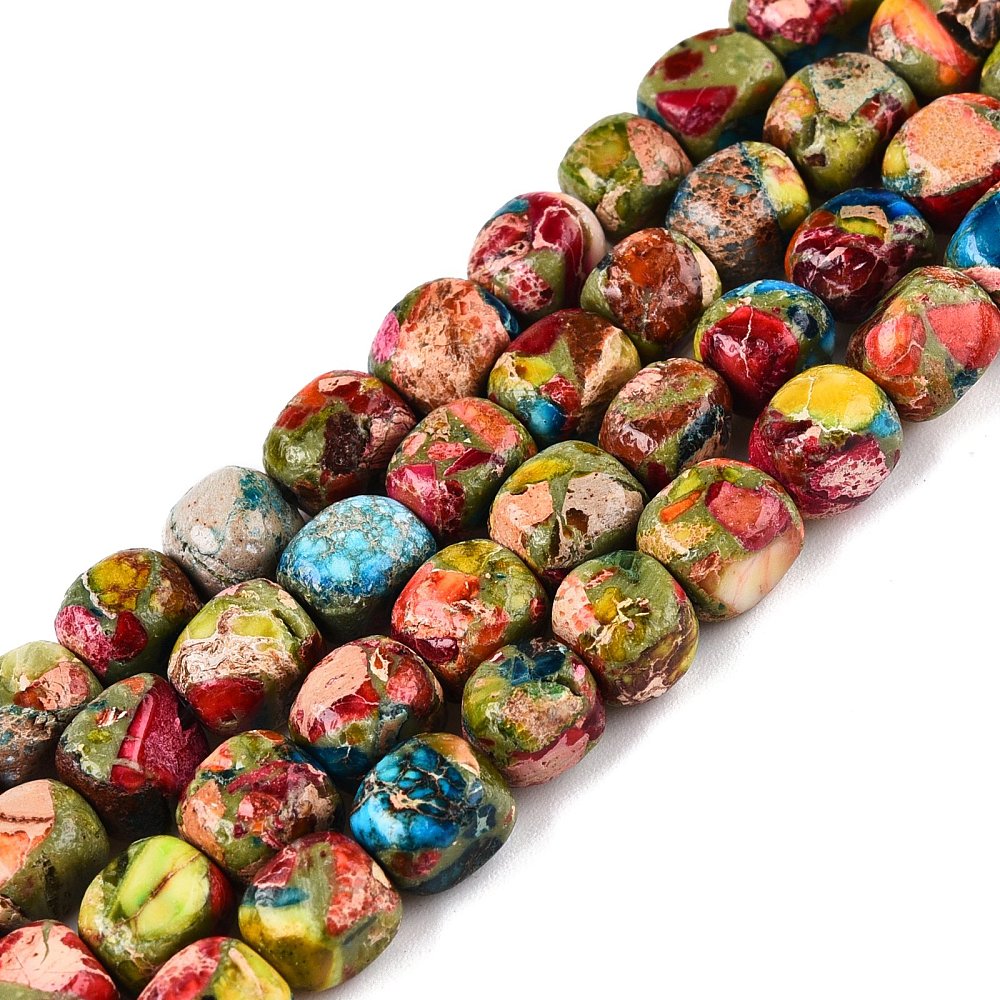 Imperial Jasper Beads  Dyed Cuboid 6.5–7.5x6x5–6mm (53–60pcs/Strand) The Pink Bead Shop