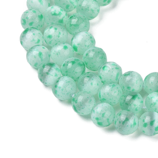 Selenite Beads  Dyed Round Turquoise 8mm (47pcs/Strand) The Pink Bead Shop