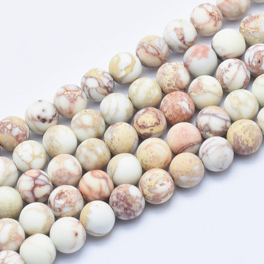 Natural Imperial Jasper Frosted Beige 8mm