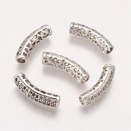 Description:Brass Hollow Rhinestone Tube Beads 5PKG