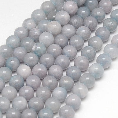 Natural Jade Beads Strands, Dyed, Round, Light Grey Size: about 6mm