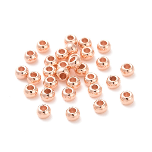 304 Stainless Steel Beads, Round, Rose Gold Size: about 3mm 10 Pack