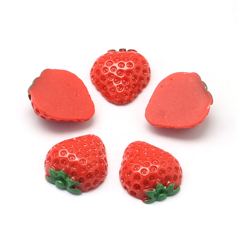 Strawberry Resin Cabochons, , Red 4 PACK