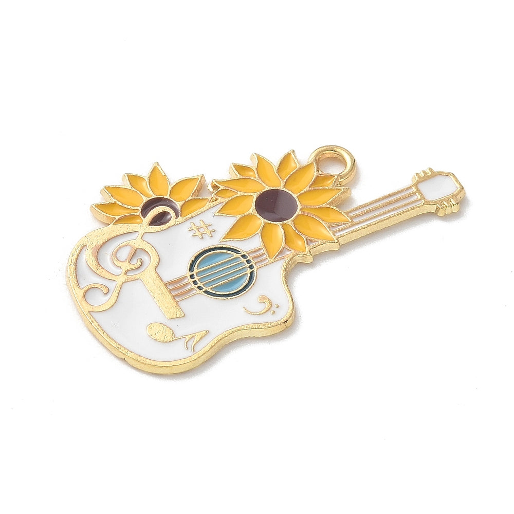 Alloy Enamel Pendants, Oil Dripping, Musical Instrument, Guitar