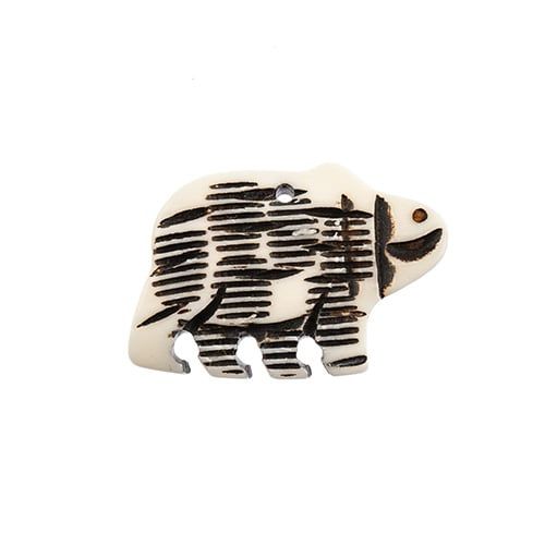 Bone Walking Bear Pendant – Burnt White Finish | The Pink Bead Shop Canada