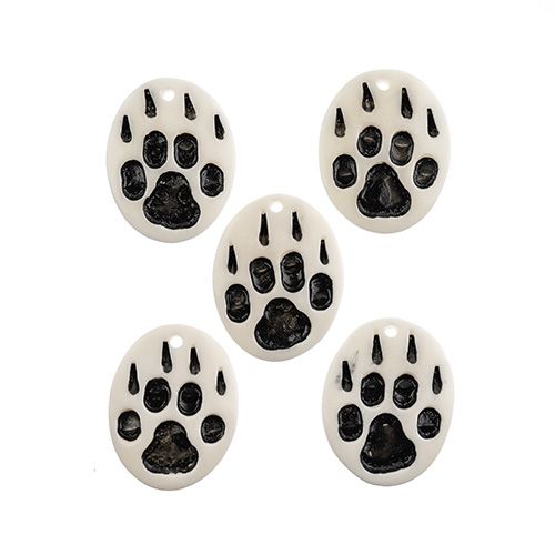 Bone Wolf Paw Pendant 1.25” Burnt White Bone | The Pink Bead Shop Canada