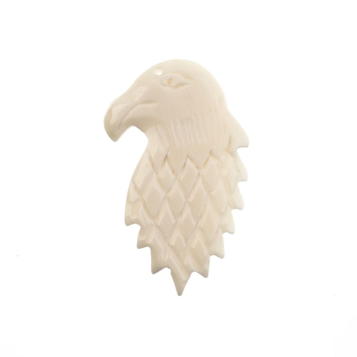 Bone Eagle Head Pendant – White Carved Bone | The Pink Bead Shop Canada