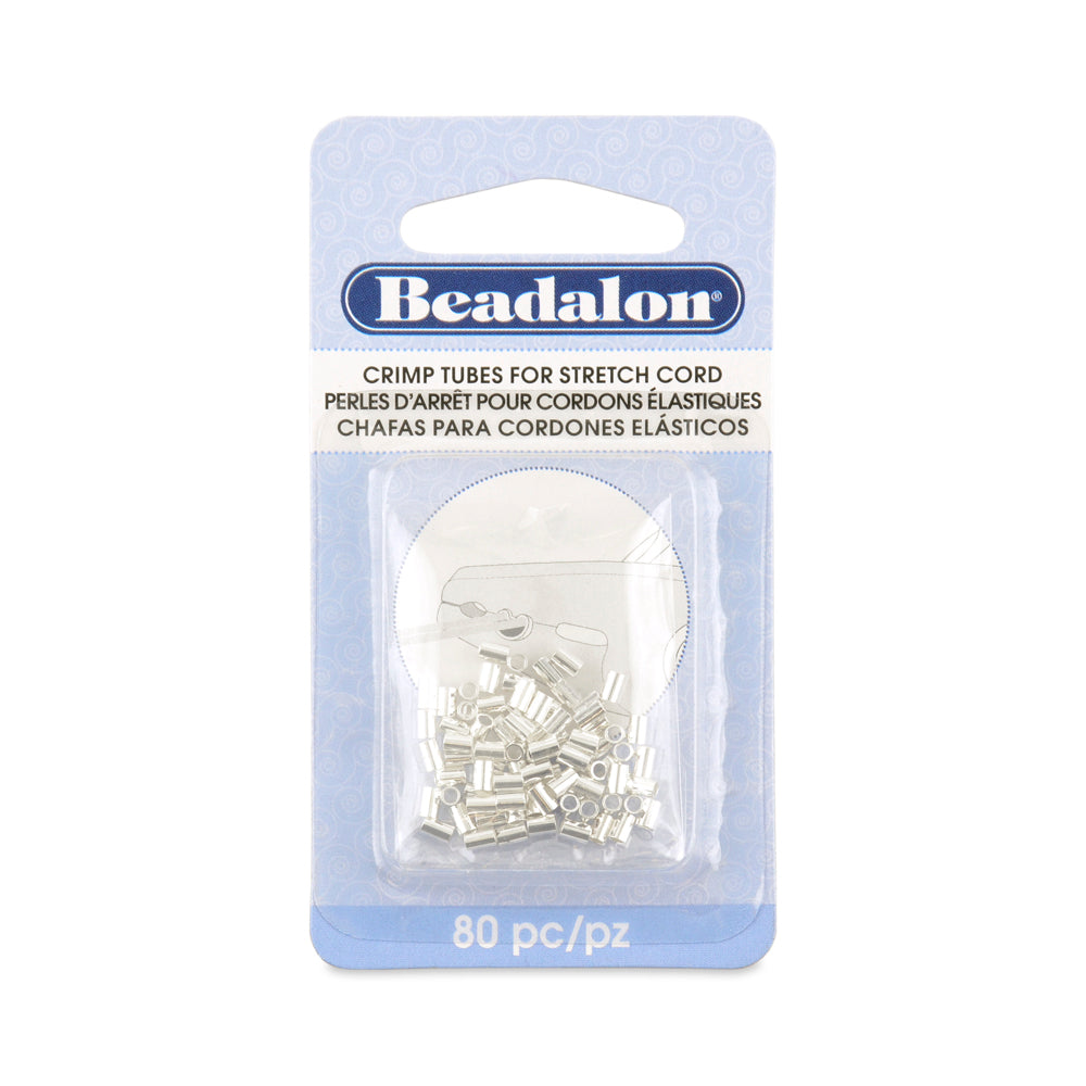 Beadalon Silver Plated Crimp Tubes for Stretch Cord 1.5 mm (80 Pack) | The Pink Bead Shop Canada