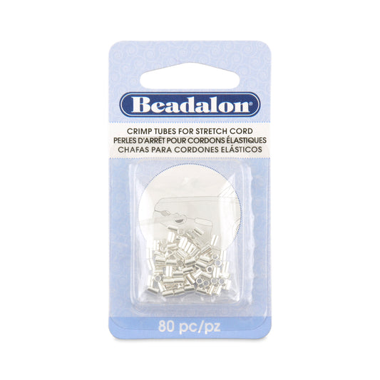 Beadalon Silver Plated Crimp Tubes for Stretch Cord 1.5 mm (80 Pack) | The Pink Bead Shop Canada
