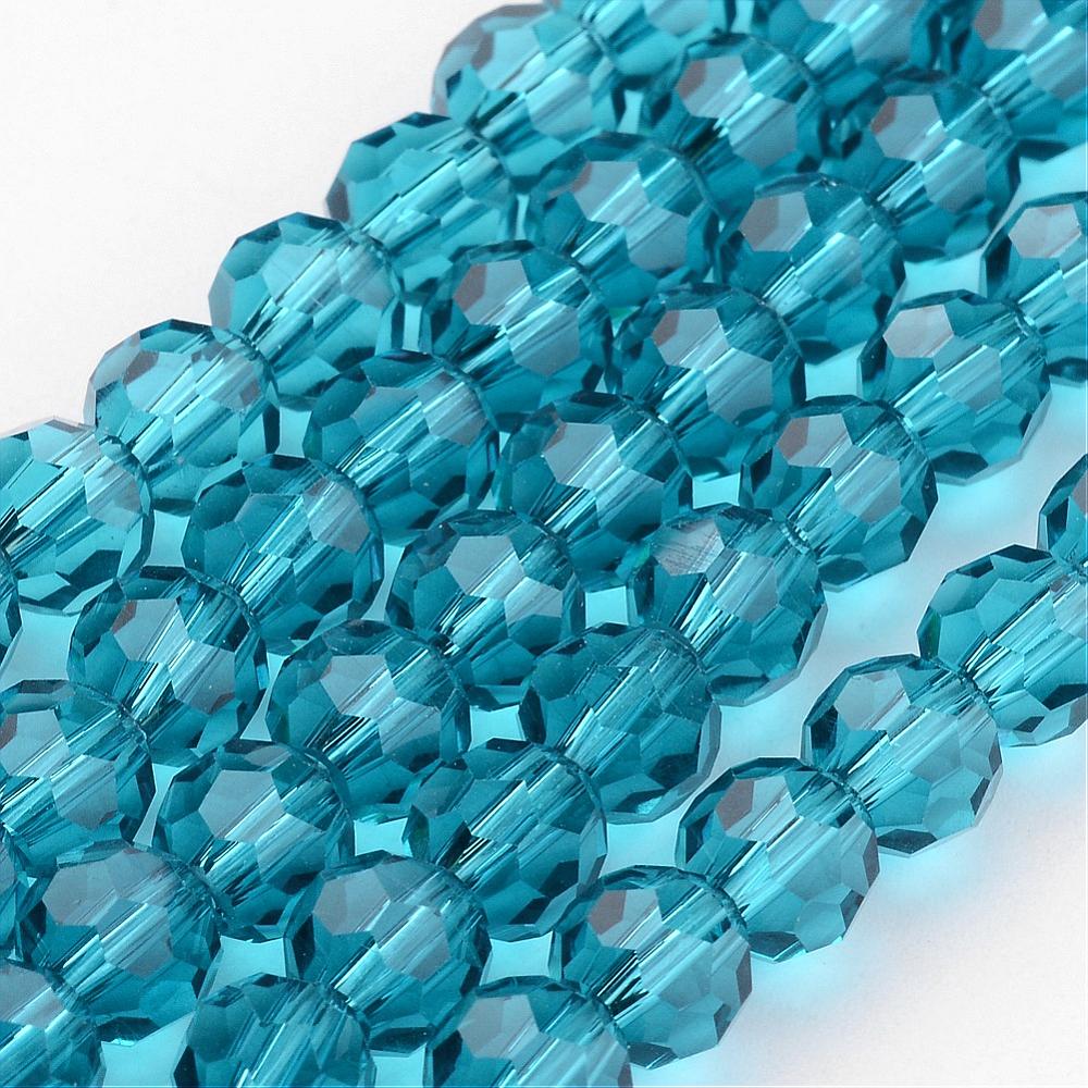 Transparent Glass Bead Strands, Imitation Austrian Crystal, Faceted (32 Facets), Round Assorted Colors