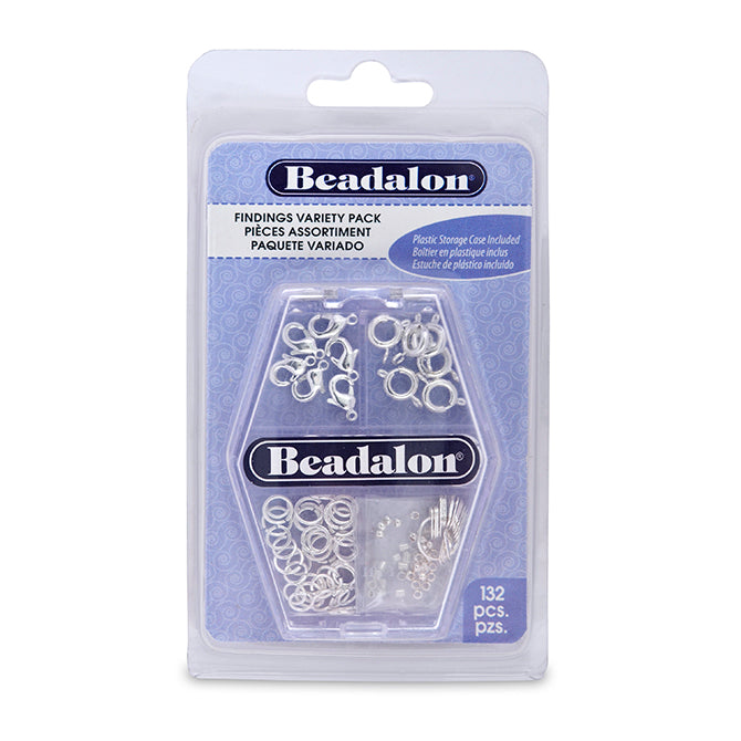 Beadalong Findings Variety Pack Silver Plated 132 piece