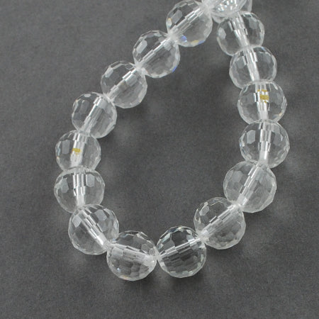 Transparent Glass Bead Strands, Faceted(96 Facets), Round, Clear 12mm