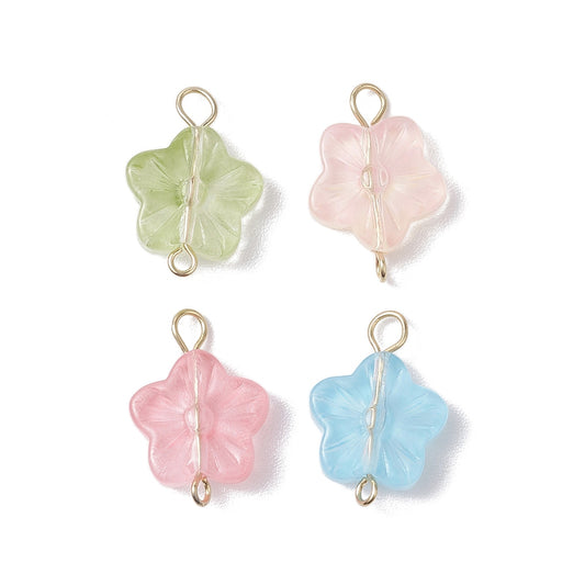 Flower Glass Connector Charms Mixed Color 20 Pack
