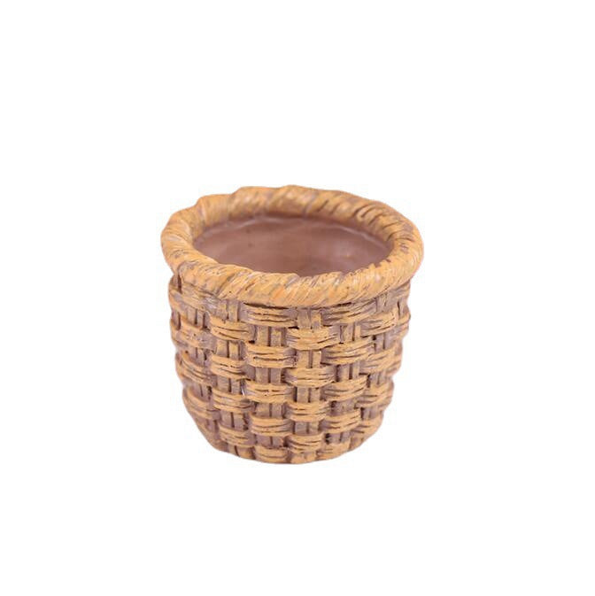 Mini Resin Bamboo Basket, Micro Landscape Home Fairy Garden Accessories