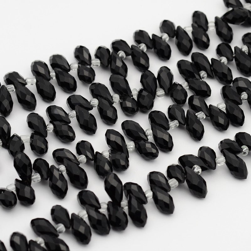 Electroplate Glass Beads Strands, Top Drilled Beads, Faceted, Teardrop