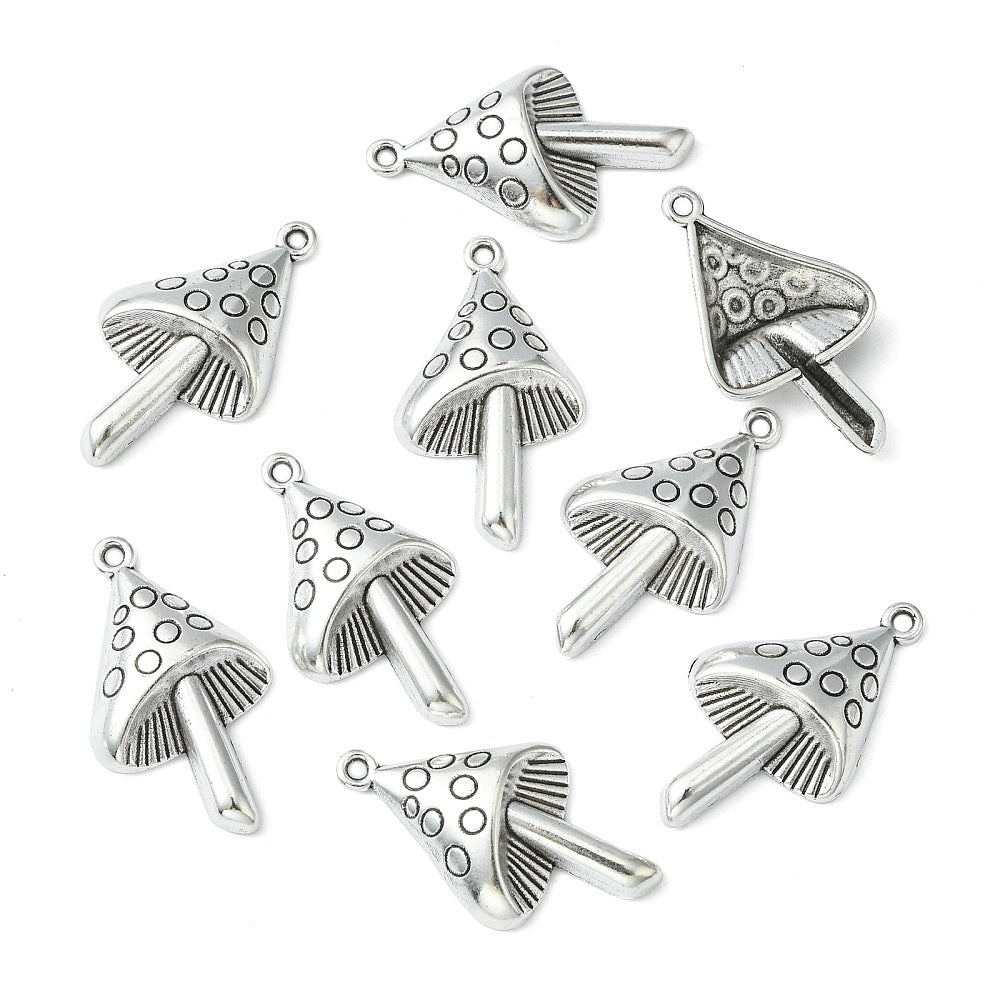 Tibetan Style Alloy Pendants, Lead Free and Cadmium Free, Antique Silver, Mushroom