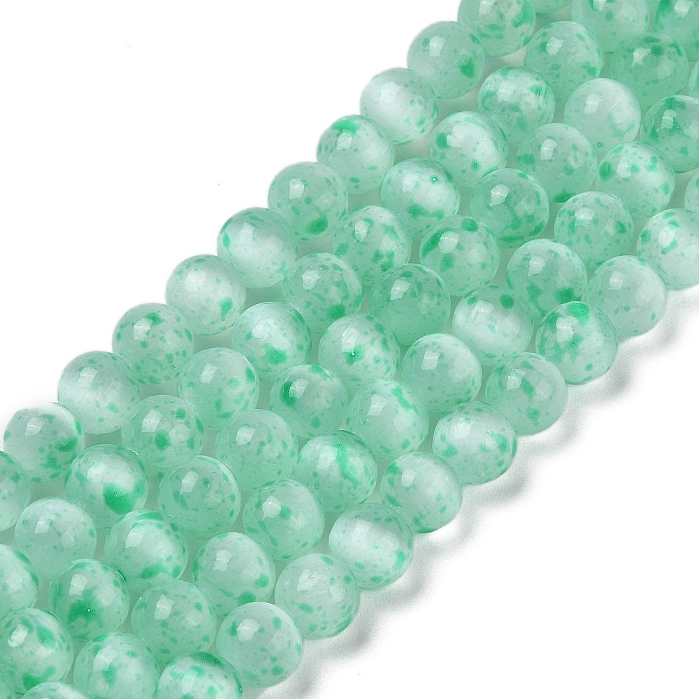 Selenite Beads  Dyed Round Turquoise 8mm (47pcs/Strand) The Pink Bead Shop