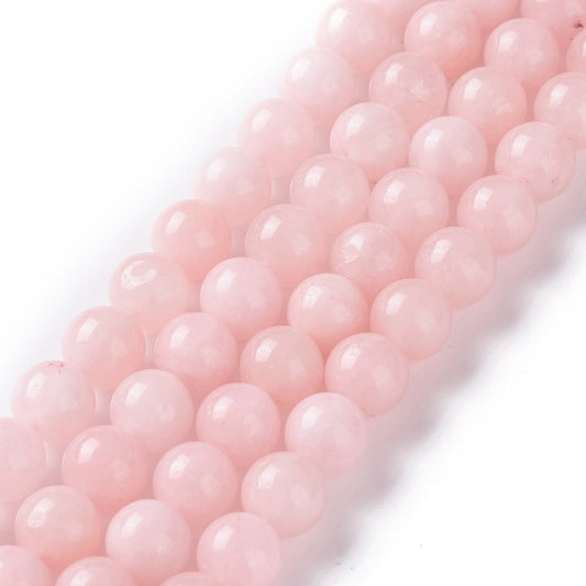 Natural White Jade Imitation Pink Opal Beads Strands, Round, Dyed,8mm