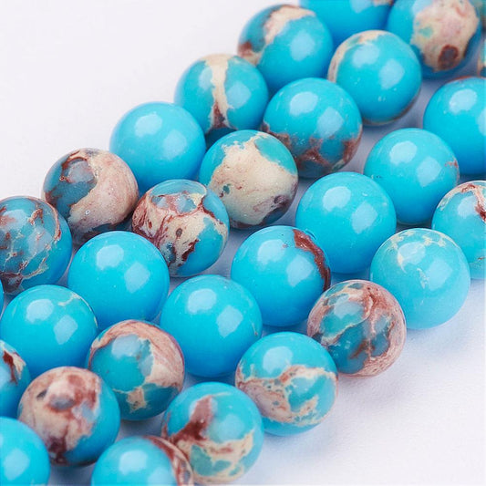 Natural Imperial Jasper 8mm Dodger Blue