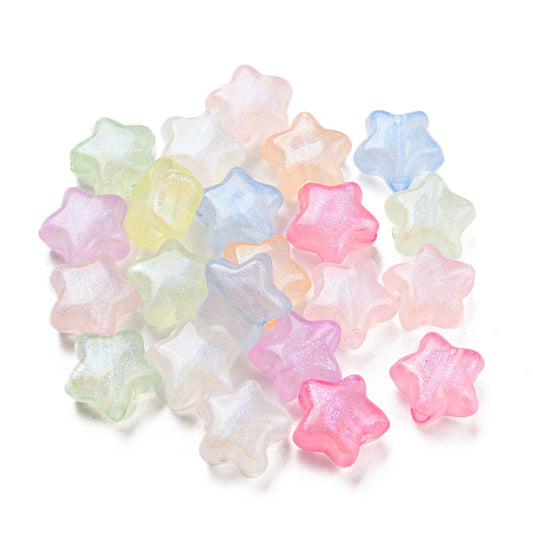 Glow in the Dark, Star Glitter Beads Mixed Color Bulk